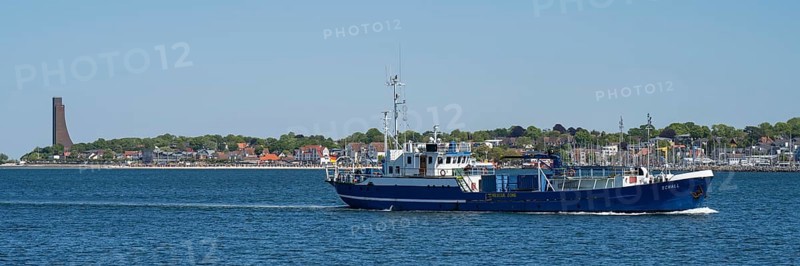 Naval memorial, beach, ship, Laboe, Baltic seaside resort, fjord, Baltic Sea, North Frisia, Schleswig-Holstein, Germany