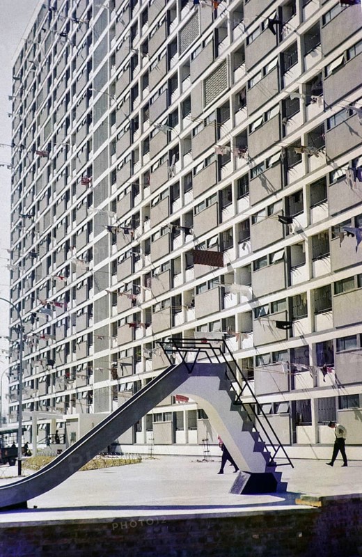 Low cost housing high rise blocks of flats, New Kowloon, Hong Kong, Asia 1965