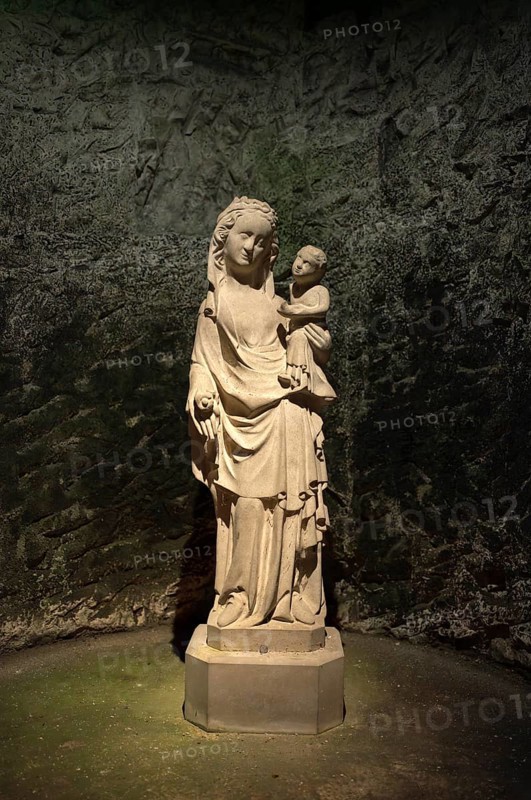 Madonna statue, Madonna, patron saint, baby Jesus, cellar, champagne cellar of Moët & Chandon, Les Caves Moët & Chandon, headquarters of the champagne brand Moët & Chandon, part of the luxury goods group LVMH Louis Vuitton Moët Hennessy, Avenue de Champagne, Épernay, Marne, France