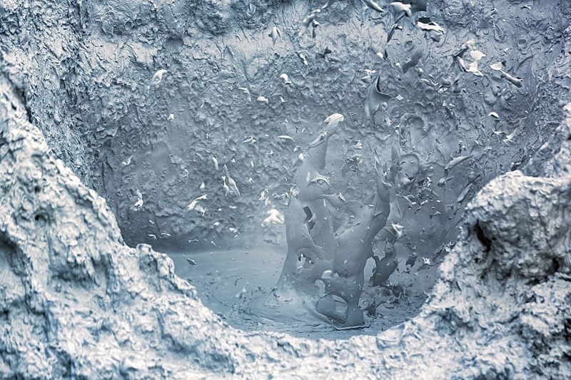 Bubbling mud pot, Hverarönd geothermal area, also known as Hverir, Namaskard or Namafjall, Myvatn, Krafla volcano system, North Iceland, Iceland