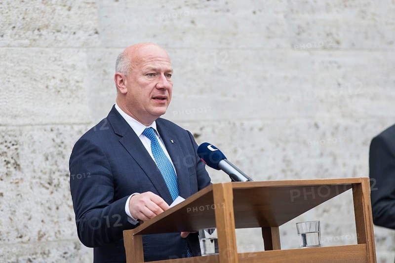 Kai Wegner (Governing Mayor of Berlin) speaks during a visit to the Plötzensee Memorial by Petr Pavel (President of the Czech Republic) in Berlin on 9 July 2025. The visit was a personal wish of Mr Pavel, as of the more than 2, 800 people killed, 677 were Czechs, the second largest population group after Germans