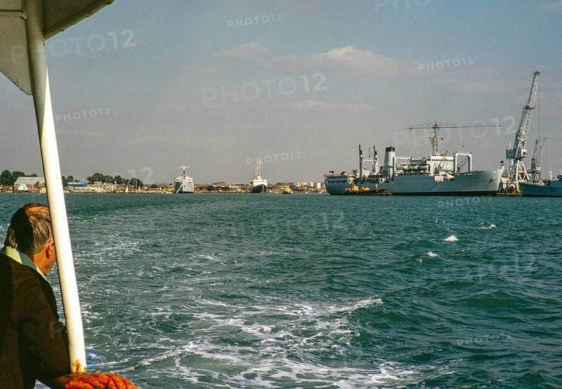 RFA Tarbatness A345 ship, Portsmouth Harbour, Portsmouth, Hampshire, England, UK 1978