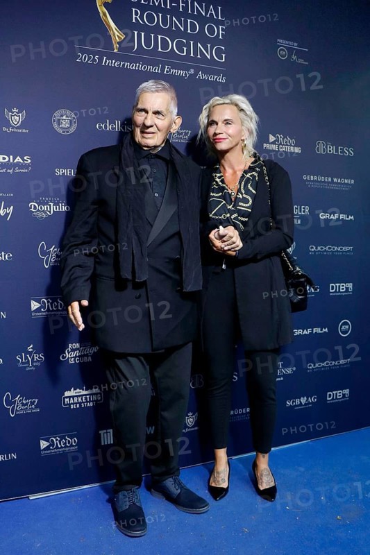 Heinz Hönig and his woman Annika Kärsten-Hoenig at the Cocktail Prolongé for the Semi-Final Round of Judging of the International Emmy® Awards 2025 in Berlin at the Schlosshotel Berlin on 7 July 2025