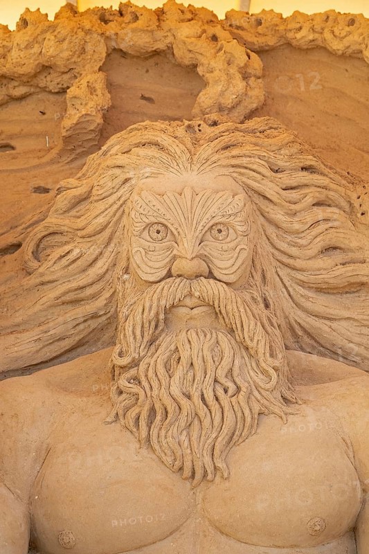 Detail, Poseidon, the god of the sea by Zsolt M.Toth from Hungary, Sandwelt, Warnemünde, Rostock, Mecklenburg-Vorpommern, Germany