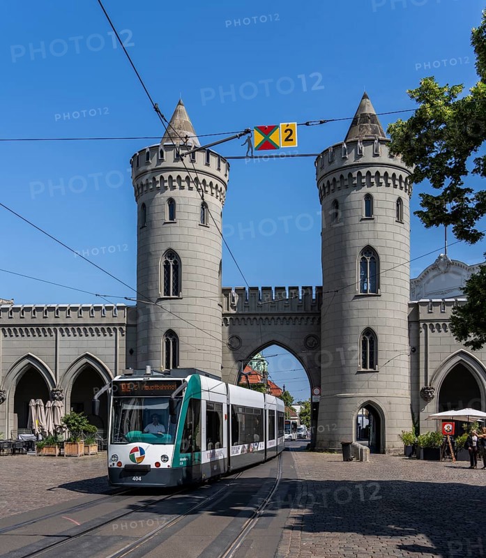 Road traffic, Tram at Nauener Tor, Potsdam, Brandenburg, Germany