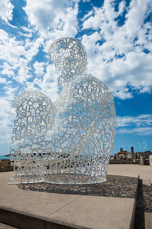 Sculpture made of letters, Le Nomade, artist Jaume Plensa, Antibes, Provence Alpes Côte d'Azur, South of France, France