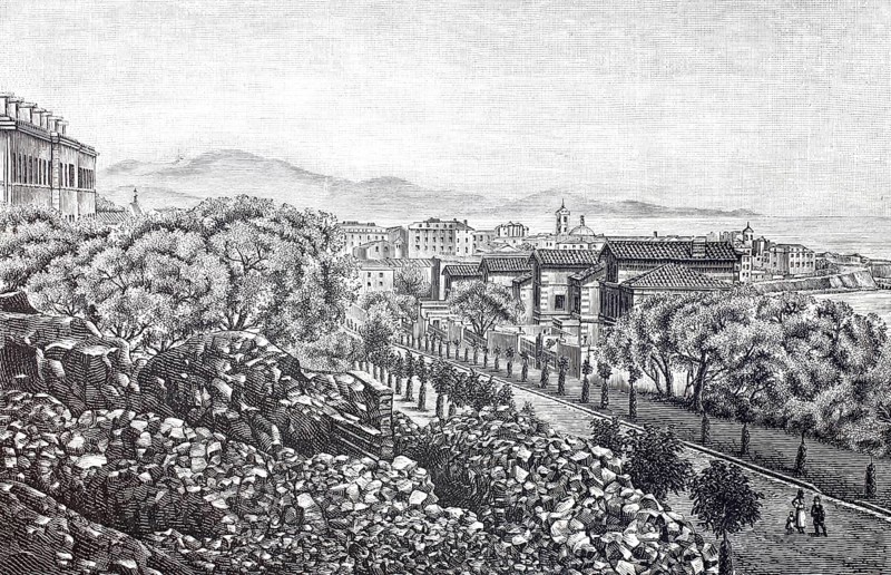View of the city of Ajaccio in 1888, birthplace of Napoleon I, Corsica, France, Historical, digitally enhanced reproduction of a 19th century original