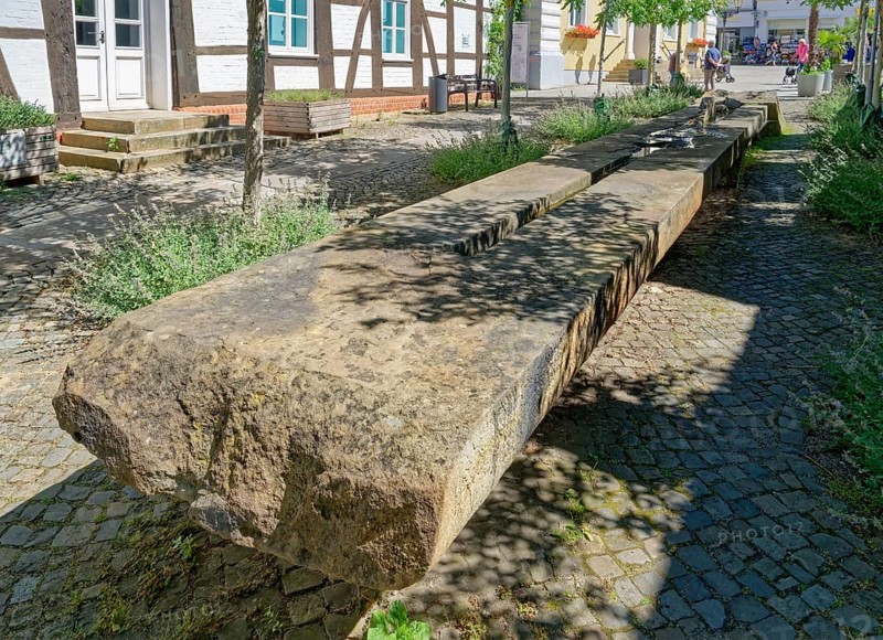 Artistic representation of the course of the Aller in the old town centre of Verden. Verden, Lower Saxony, Germany
