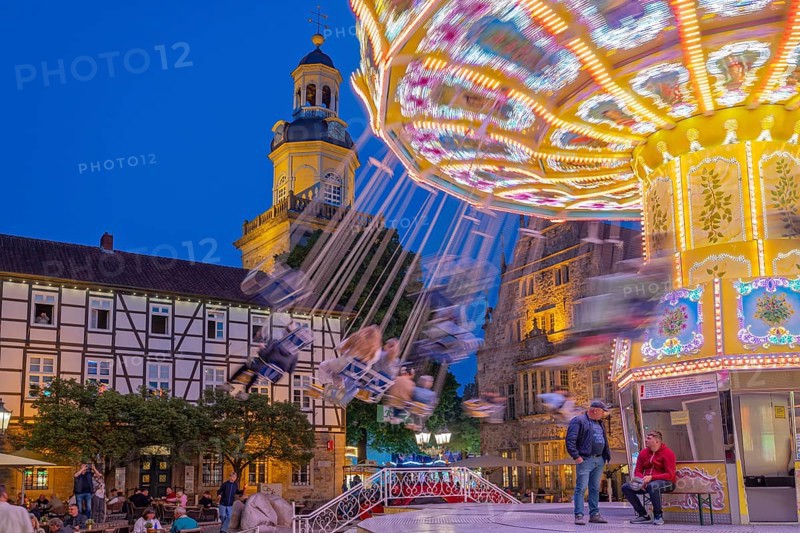 Fair on market square illuminates Rinteln Schaumburg Germany