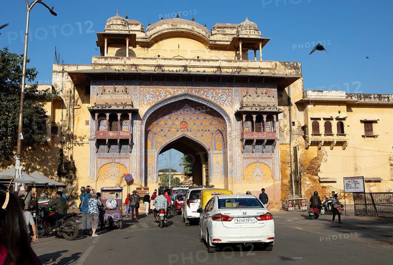 City gate in the old town, Jaipur, Rajasthan, India