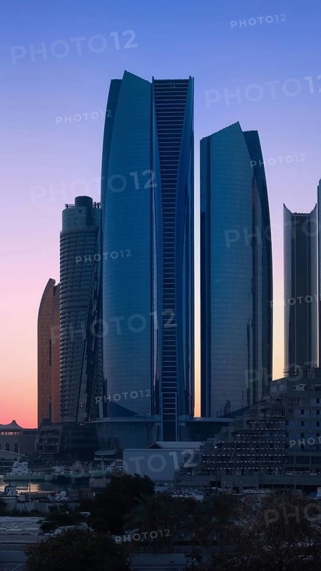 UAE, United Arab Emirates, Abu Dhabi downtown panorama and financial center skyline