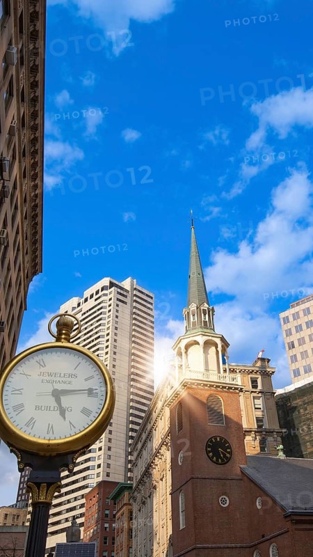 Boston downtown and historic center streets near Freedom Trail and Beacon Hill