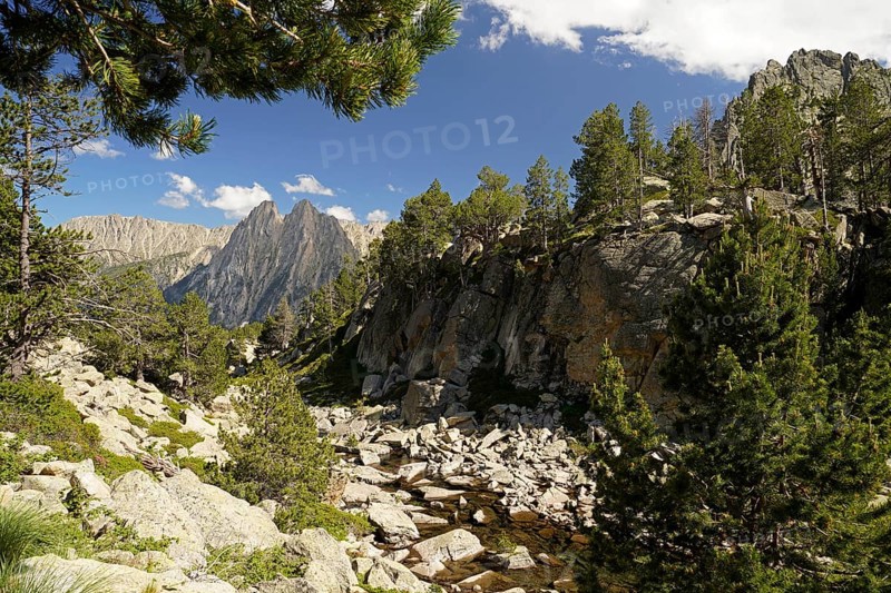 Mountain landscape in the Aigüestortes i Estany de Sant Maurici National Park, Catalonia, Spain