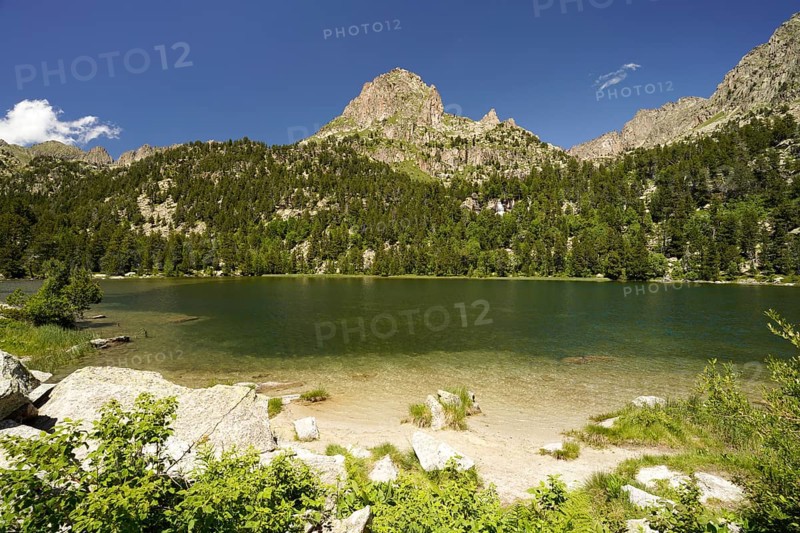 Lake Estany de Ratera in the Aigüestortes i Estany de Sant Maurici National Park, Catalonia, Spain