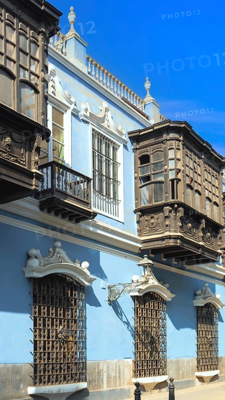 Lima, Peru, colonial streets around Central plaza Mayor or Plaza de Armas in historic city center