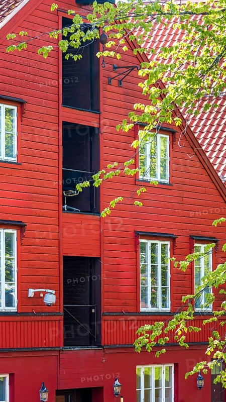 Norway, scenic Trondheim town. Bakklandet, a famous tourist travel destination with colorful houses