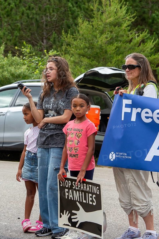 Baldwin, Michigan USA - 4 July 2025 - Activists rally against the North Lake Correctional Facility, which has just been reopened as the largest immigrant detention center in the Midwest. The rural Michigan facility is owned by the GEO Group and will house immigrants detained by ICE