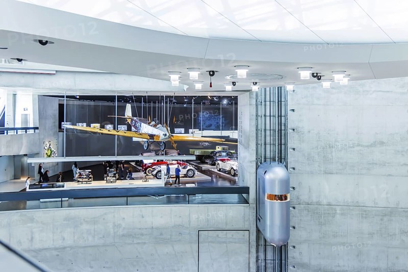 The Mercedes-Benz Museum in Stuttgart presents a journey through the automotive history of the global corporation. The history of the Mercedes star begins with the first automobile in 1886. Stuttgart, Baden-Württemberg, Germany