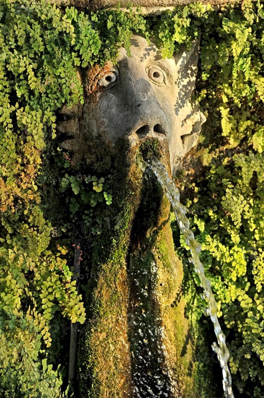 Gargoyles, Avenue of a Hundred Fountains, Viale delle Cento Fontane, Renaissance garden of the Villa d'Este, water features, fountains, UNESCO World Heritage Site, Tivoli, Metropolitan City of Rome, Lazio, Italy