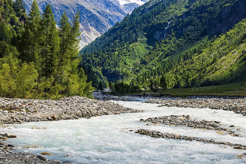 Torrential mountain stream La Navisence, Zinal valley, Val d'Anniviers, Valais Alps, Canton Valais, Switzerland