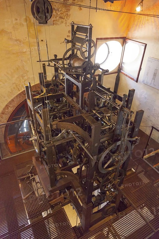 Movement of the astrological clock, Torre dell'Orologio (1496-1506, the clock shows moon, sun phases and zodiac signs, St Mark's Square, Venice, Veneto, Italy