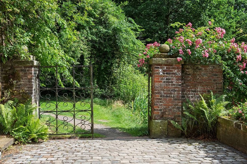 Entrance to the park, Haus Welbergen, Welbergen, Ochtrup, Münsterland, North Rhine-Westphalia, Germany
