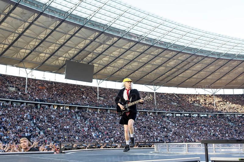 Angus Young, lead guitarist of AC/DC live on Power Up Tour 2025 at the Olympiastadion Berlin on 30 June 2025