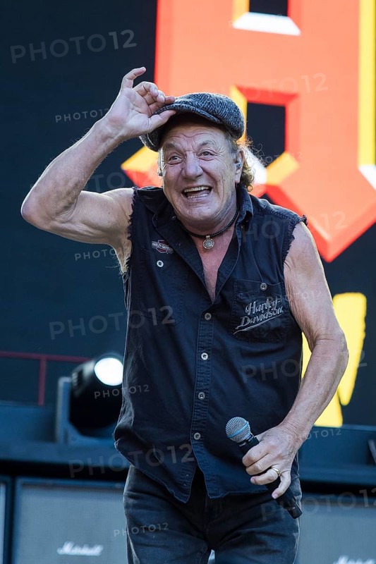 Brian Johnson, lead singer of AC/DC live on Power Up Tour 2025 at the Olympiastadion Berlin on 30 June 2025