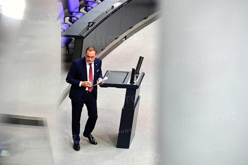 Tino Chrupalla (AfD) after his speech in the Bundestag in response to the government statement by Federal Chancellor Friedrich Merz (CDU)