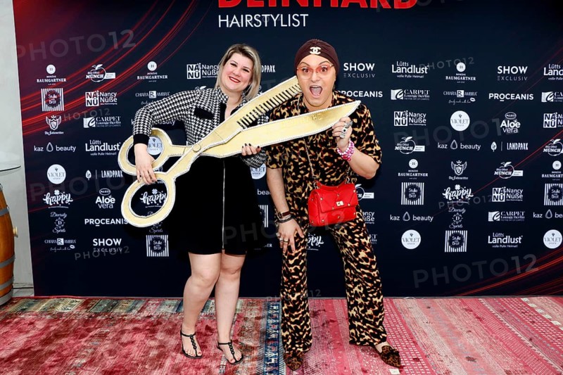 Janine Becker and Julian F. M. Stöckel at the VIP opening of the new Deinhard Salon Am Mühlanger 3, Berlin, 28 June 2025
