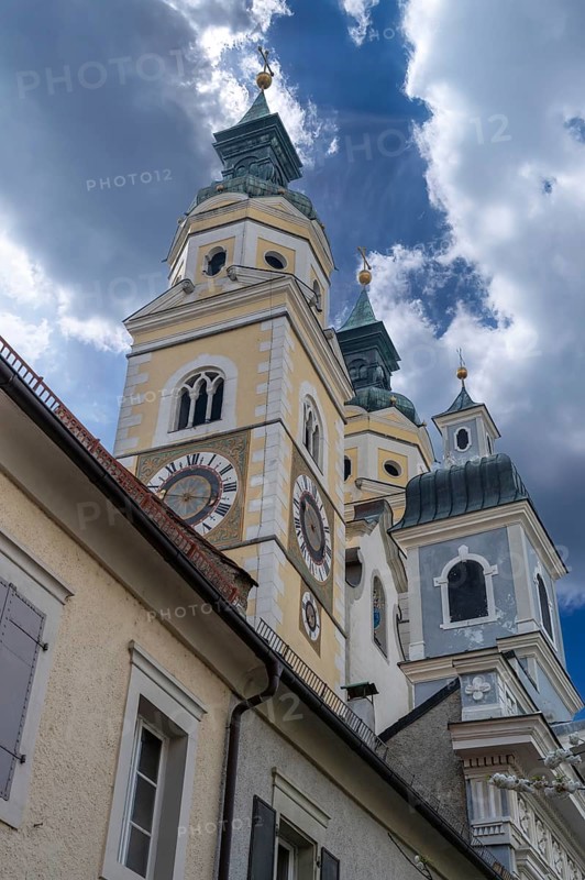 Towers of Bressanone Cathedral, Cathedral Square, Bressanone, South Tyrol, Italy