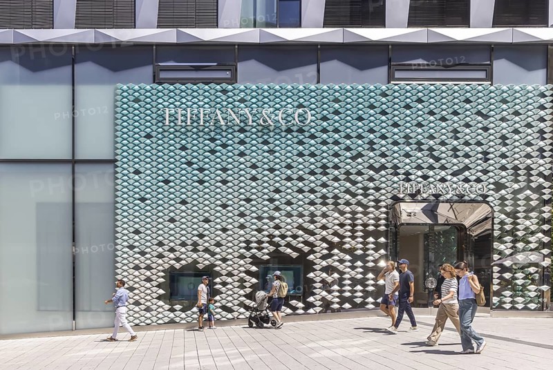 Tiffany & Co. Brand Store, jeweller with high-priced jewellery and gemstones. Logo, shop, Dorotheen Quartier, DOQU, exclusive shopping mall. Stuttgart, Baden-Württemberg, Germany