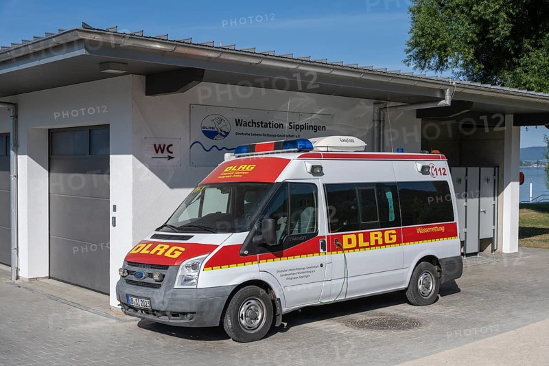 Emergency vehicle of the DLRG local group Sipplingen, Deutsche Lebens Rettungs Gesellschaft e.V. Wasserrettung, Lake Constance, Bodenseekreis, Baden-Württemberg, Germany