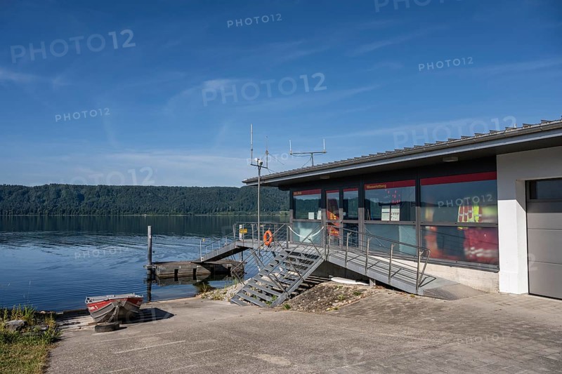 Rescue station of the DLRG local group Sipplingen, Deutsche Lebens Rettungs Gesellschaft e.V. Wasserrettung, Lake Constance, Bodenseekreis, Baden-Württemberg, Germany