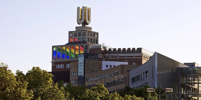 Dortmunder U, Flying Pictures by Adolf Winkelmann, Dortmund, Germany
