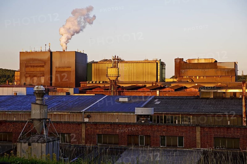 Deutsche Edelstahlwerke at sunrise, Witten, Ruhr area, North Rhine-Westphalia, Germany