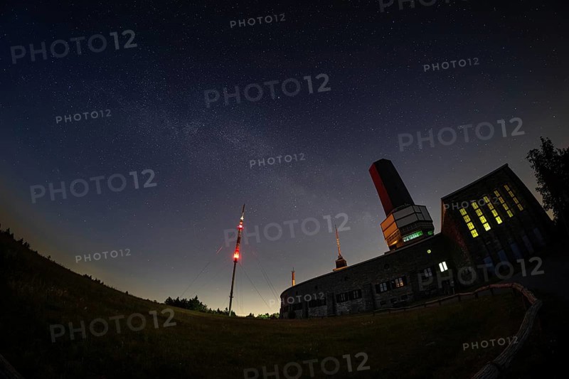 The Milky Way passes over the summit of the Großer Feldberg in the Taunus, near Frankfurt am Main, Großer Feldberg in the Taunus, Schmitten, Hesse, Germany