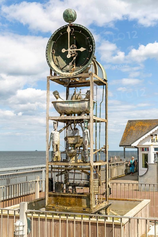Water clock on the pier at Southwold, Suffolk, England, UK invention by Tim Hunkin