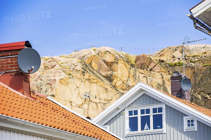 Structures of residential architecture with settlement character in the city centre of Lysekil, Bohuslän, Västra Götalands län, Sweden, Scandinavia