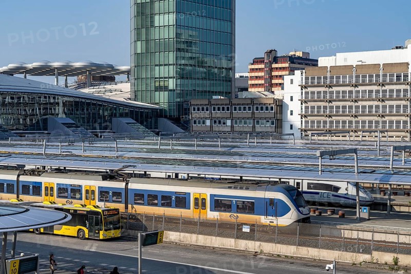 Connection of public transport by rail, road and long-distance railway at Utrecht Centraal station, Netherlands