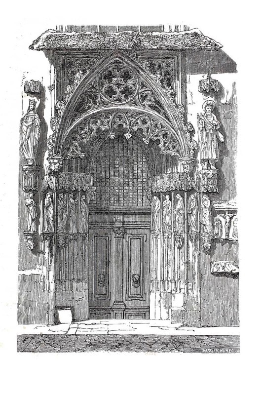 Portal of St Sebald's Church in Nuremberg, Bavaria, Germany, Historical, digitally enhanced reproduction of a model from around 1860