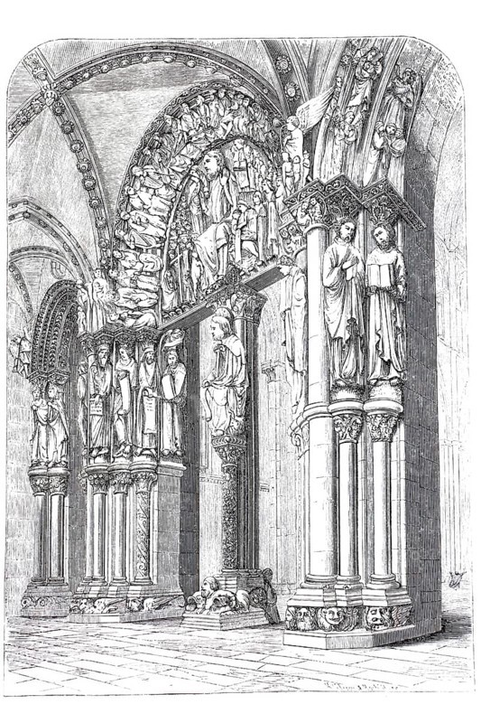 Portal at the Cathedral of Santiago de Compostella, Spain, Historical, digitally enhanced reproduction of a model from around 1860