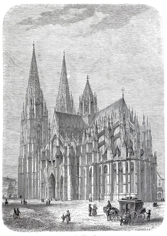 Cologne Cathedral, High Cathedral Church of Cologne, Germany, Historical, digitally enhanced reproduction from an original from around 1860
