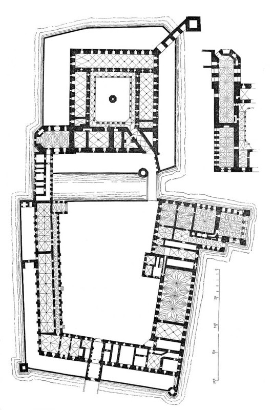 Floor plan of Marienburg Castle, Malbork. Poland, Historical, digitally enhanced reproduction of a model from around 1860