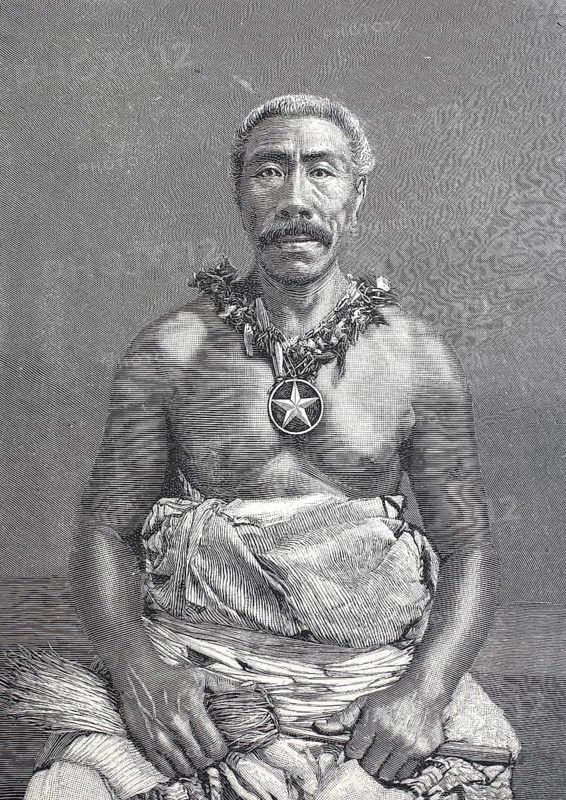 King Tamefese of Samoa after the royal election, c. 1881, digitally enhanced reproduction of a 19th century original, historical, exact date unknown