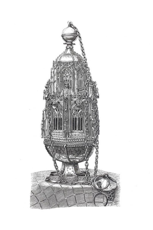 Religious cult objects, censer in Seitenstetten Abbey, Abbatia B.M.V. Assumptae, Benedictine Abbey in Seitenstetten on the Moststrasse in the Mostviertel, Lower Austria, Austria, Historical, digitally enhanced reproduction from an original from around 1860