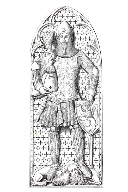 Tomb slab of Günther von Schwarzburg in Frankfurt Cathedral, Günther XXI, Count of Schwarzburg-Blankenburg (1304 to 1349), German nobleman who stood against King Charles IV of the House of Luxembourg as anti-king in 1349, around 1850, Germany, Historical, digitally enhanced reproduction of an original from around 1860