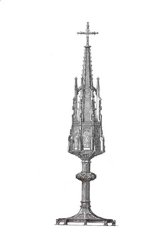 Religious cult objects, Gothic ciborium from Ober-Millingen near Rees on the Lower Rhine, Germany, Historical, digitally enhanced reproduction from an original from around 1860