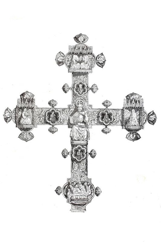 Religious cult objects, Gothic cross (Hildesheim Abbey ?), Germany, Historical, digitally enhanced reproduction of a model from around 1860
