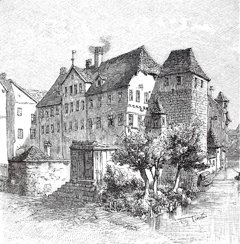 The Harsdörfer Hof (demolished 1869), Nürnberger Land, Bavaria, Germany, Historical, digitally enhanced reproduction from a model from around 1860